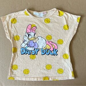 Zara Disney Daisy Duck Graphic Shirt Short Sleeve Yellow Sun Pattern 4-5 Years